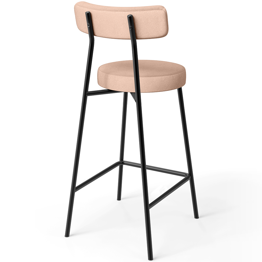 Kit 04 Banquetas Baixa Para Cozinha Sala De Jantar Bar Bancada Milão L02 Linho Rosê - Lyam Decor