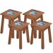 Kit 04 Banquetas Baixas De Madeira Maciça Pinus Rústica Com Cerâmica Vintage W02 Imbuia - Lyam Decor
