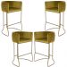Kit 04 Banquetas Decorativa Fixa Base de Aço Bronze Betina D02 Veludo Mostarda C-260 - Lyam Decor
