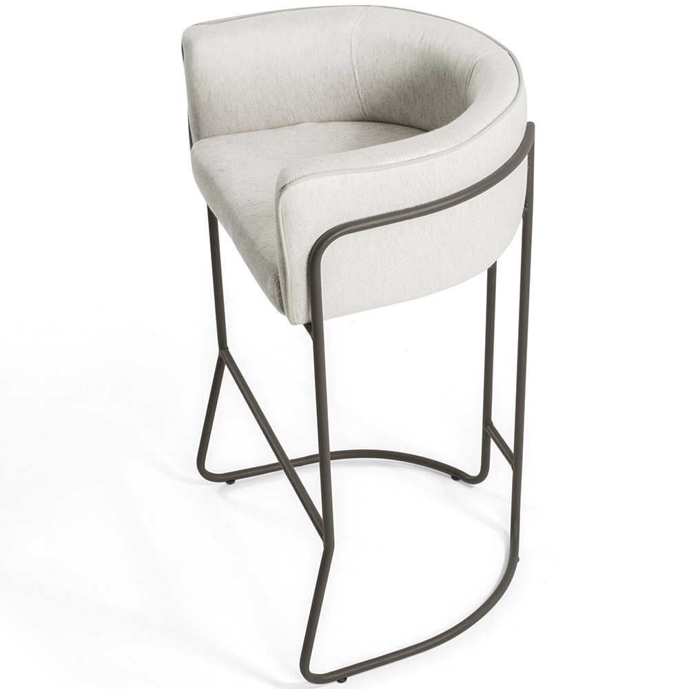 Kit 04 Banquetas Decorativa Fixa Base de Aço Choco Betina D02 Linho Creme A-48 - Lyam Decor