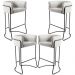 Kit 04 Banquetas Decorativa Fixa Base de Aço Preto Betina D02 Linho Creme A-48 - Lyam Decor