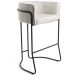 Kit 04 Banquetas Decorativa Fixa Base de Aço Preto Betina D02 Linho Creme A-48 - Lyam Decor