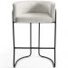 Kit 04 Banquetas Decorativa Fixa Base de Aço Preto Betina D02 Linho Creme A-48 - Lyam Decor