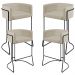 Kit 04 Banquetas Decorativas Fixa Base de Aço Preto Betina D02 Corano Bege C-26 - Lyam Decor