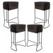 Kit 04 Banquetas Decorativas Fixa Base de Aço Preto Betina D02 Corano Marrom C-34 - Lyam Decor