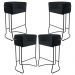 Kit 04 Banquetas Decorativas Fixa Base de Aço Preto Betina D02 Corano Preto C-05 - Lyam Decor