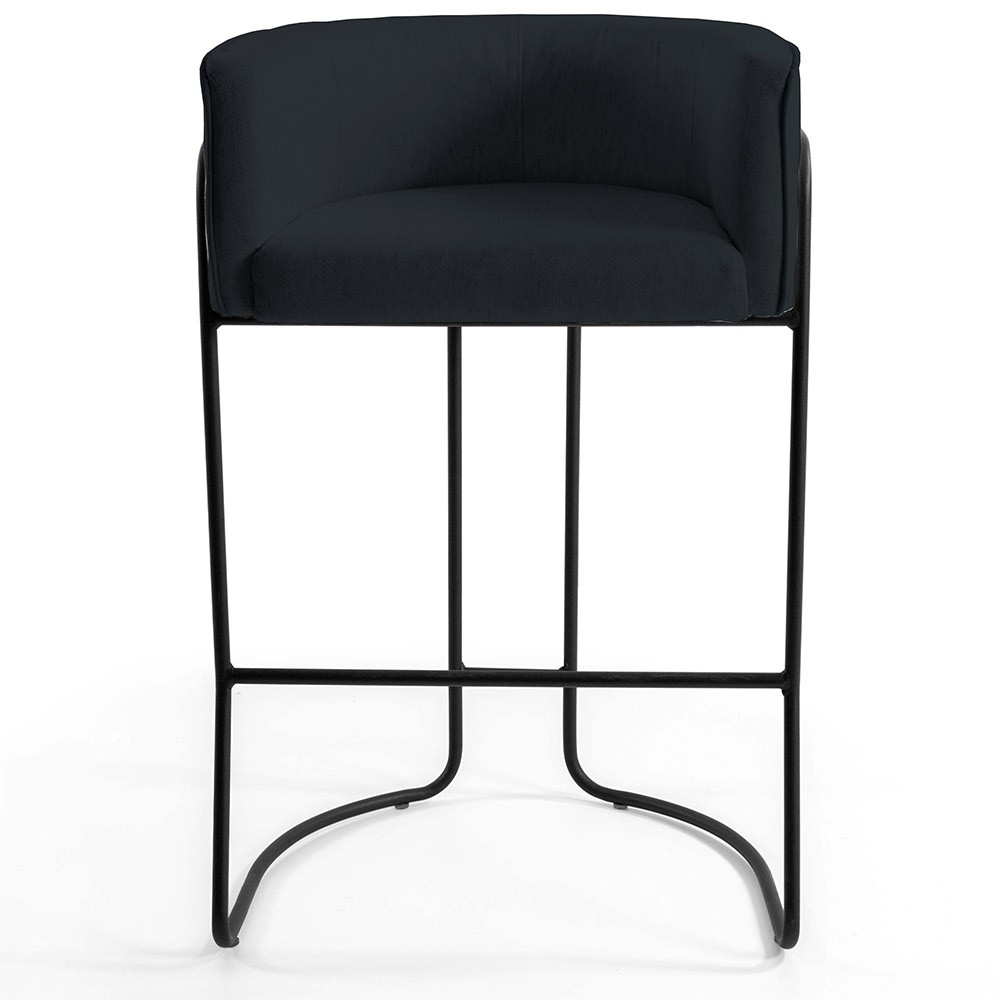 Kit 04 Banquetas Decorativas Fixa Base de Aço Preto Betina D02 Corano Preto C-05 - Lyam Decor
