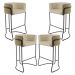Kit 04 Banquetas Decorativas Fixa Base de Aço Preto Betina D02 Linho Bege C-129 - Lyam Decor