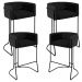 Kit 04 Banquetas Decorativas Fixa Base de Aço Preto Betina D02 Linho Chumbo D-465 - Lyam Decor
