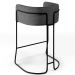Kit 04 Banquetas Decorativas Fixa Base de Aço Preto Betina D02 Linho Cinza C-416 - Lyam Decor