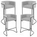 Kit 04 Banquetas Decorativas Fixa Base de Aço Preto Betina D02 Linho Cinza D-315 - Lyam Decor