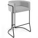 Kit 04 Banquetas Decorativas Fixa Base de Aço Preto Betina D02 Linho Cinza D-315 - Lyam Decor