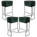 Kit 04 Banquetas Decorativas Fixa Base de Aço Preto Betina D02 Linho Verde Musgo C-117 - Lyam Decor