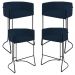 Kit 04 Banquetas Decorativas Fixa Base de Aço Preto Betina D02 Veludo Azul Oxford C-304 - Lyam Decor