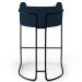 Kit 04 Banquetas Decorativas Fixa Base de Aço Preto Betina D02 Veludo Azul Oxford C-304 - Lyam Decor