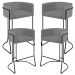 Kit 04 Banquetas Decorativas Fixa Base de Aço Preto Betina D02 Veludo Cinza C-317 - Lyam Decor