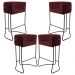 Kit 04 Banquetas Decorativas Fixa Base de Aço Preto Betina D02 Veludo Marsala C-278 - Lyam Decor
