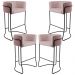 Kit 04 Banquetas Decorativas Fixa Base de Aço Preto Betina D02 Veludo Rosê C-305 - Lyam Decor
