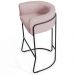 Kit 04 Banquetas Decorativas Fixa Base de Aço Preto Betina D02 Veludo Rosê C-305 - Lyam Decor