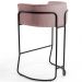 Kit 04 Banquetas Decorativas Fixa Base de Aço Preto Betina D02 Veludo Rosê C-305 - Lyam Decor