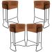 Kit 04 Banquetas Decorativas Fixa Base de Aço Preto Betina D02 Veludo Telha C-262 - Lyam Decor