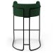 Kit 04 Banquetas Decorativas Fixa Base de Aço Preto Betina D02 Veludo Verde Musgo C-303 - Lyam Decor