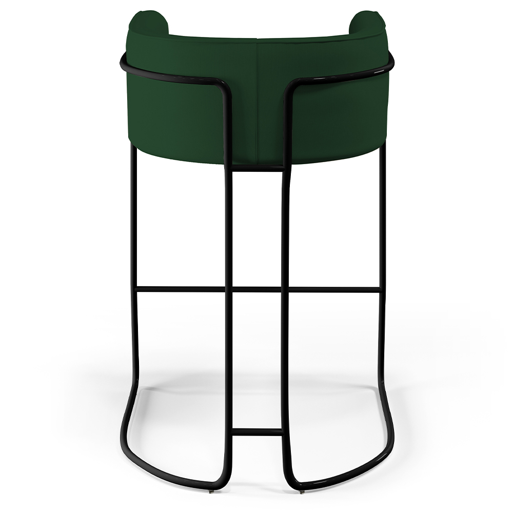 Kit 04 Banquetas Decorativas Fixa Base de Aço Preto Betina D02 Veludo Verde Musgo C-303 - Lyam Decor