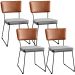 Kit 04 Cadeira Decorativa Estofada Sala Jantar Allana L02 Couríssimo Camel Linho Cinza - Lyam Decor