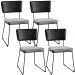 Kit 04 Cadeira Decorativa Estofada Sala Jantar Allana L02 Couríssimo Preto Linho Cinza - Lyam Decor