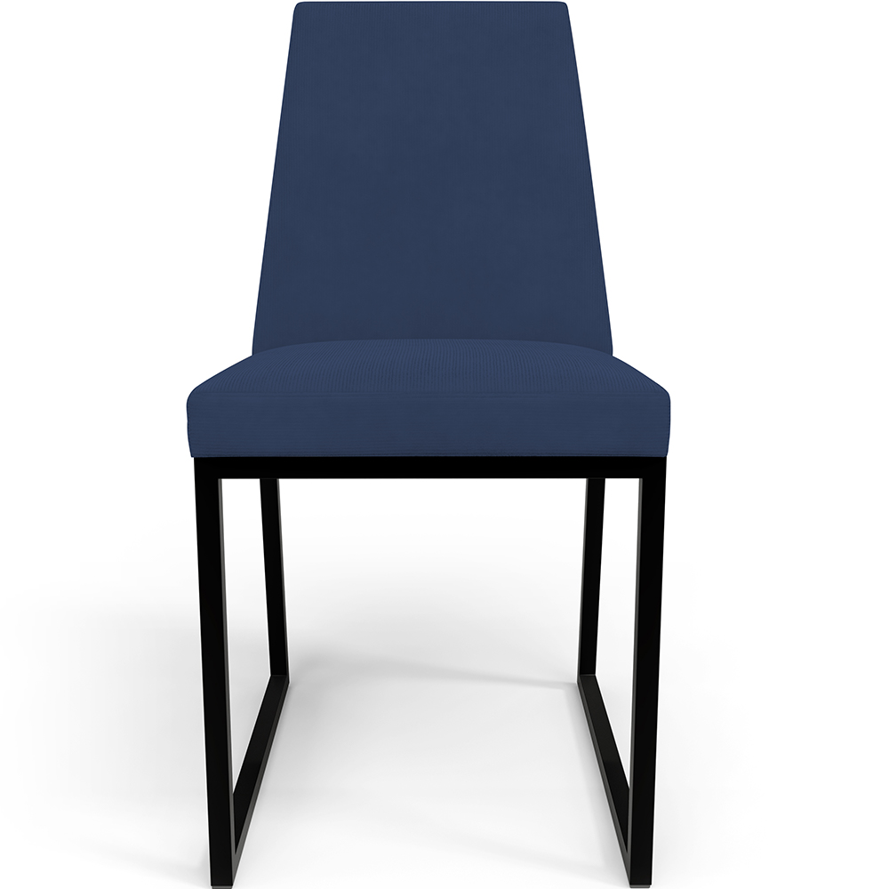 Kit 04 Cadeira Para Sala Jantar Base Aço Industrial Preto Dafne L02 Suede Azul Marinho - Lyam Decor
