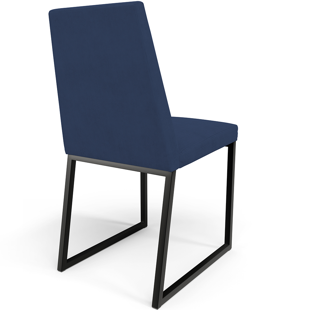 Kit 04 Cadeira Para Sala Jantar Base Aço Industrial Preto Dafne L02 Suede Azul Marinho - Lyam Decor