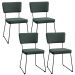 Kit 04 Cadeiras Decorativa Estofada Para Sala Base Em Aço Allana L02 Linho Verde Musgo - Lyam Decor