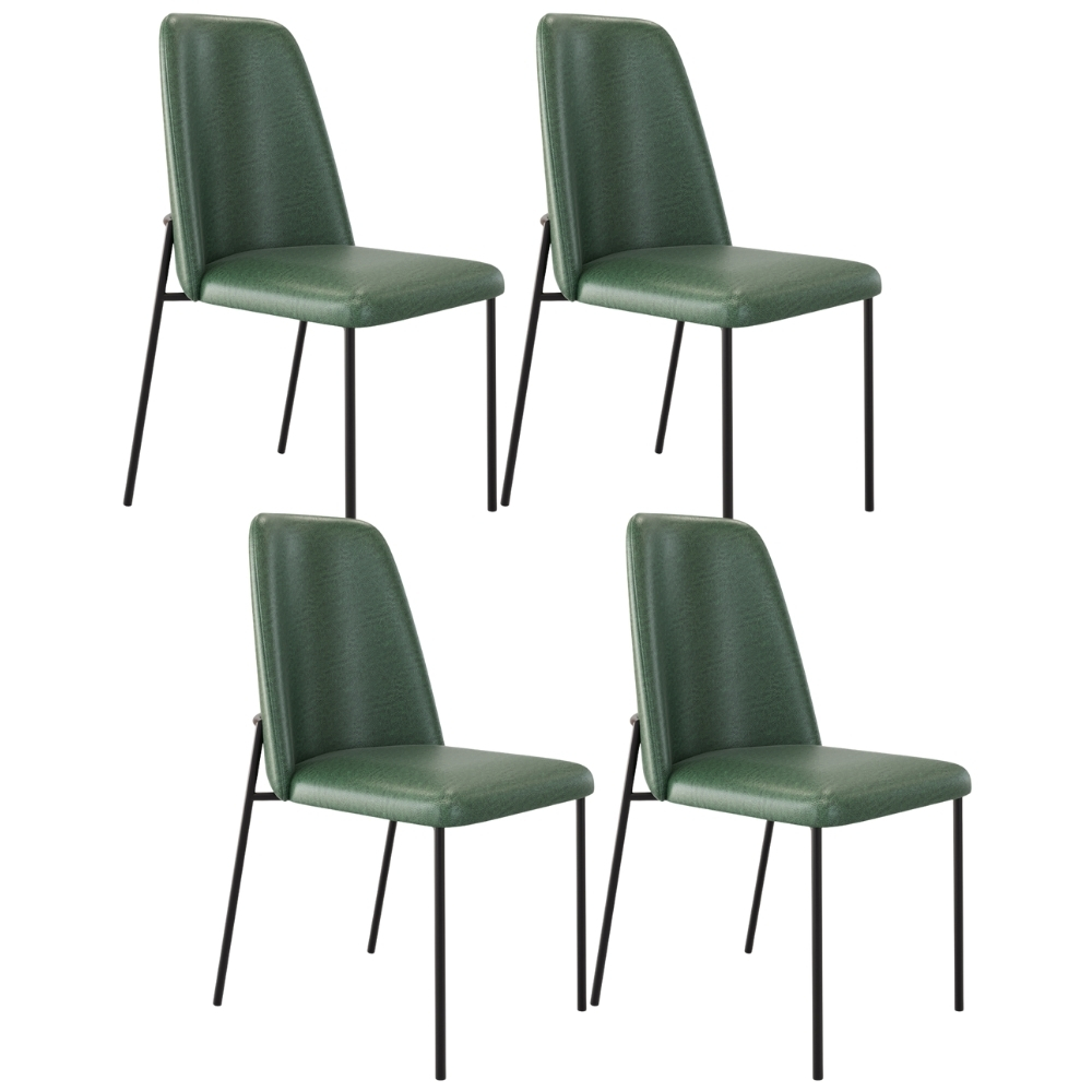 Kit 04 Cadeiras Decorativa Estofada Para Sala De Jantar Bella L02 Couríssimo Verde - Lyam Decor