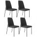 Kit 04 Cadeiras Decorativa Estofada Para Sala De Jantar Bella L02 Linho Chumbo - Lyam Decor