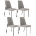 Kit 04 Cadeiras Decorativa Estofada Para Sala De Jantar Bella L02 Linho Cinza Escuro - Lyam Decor