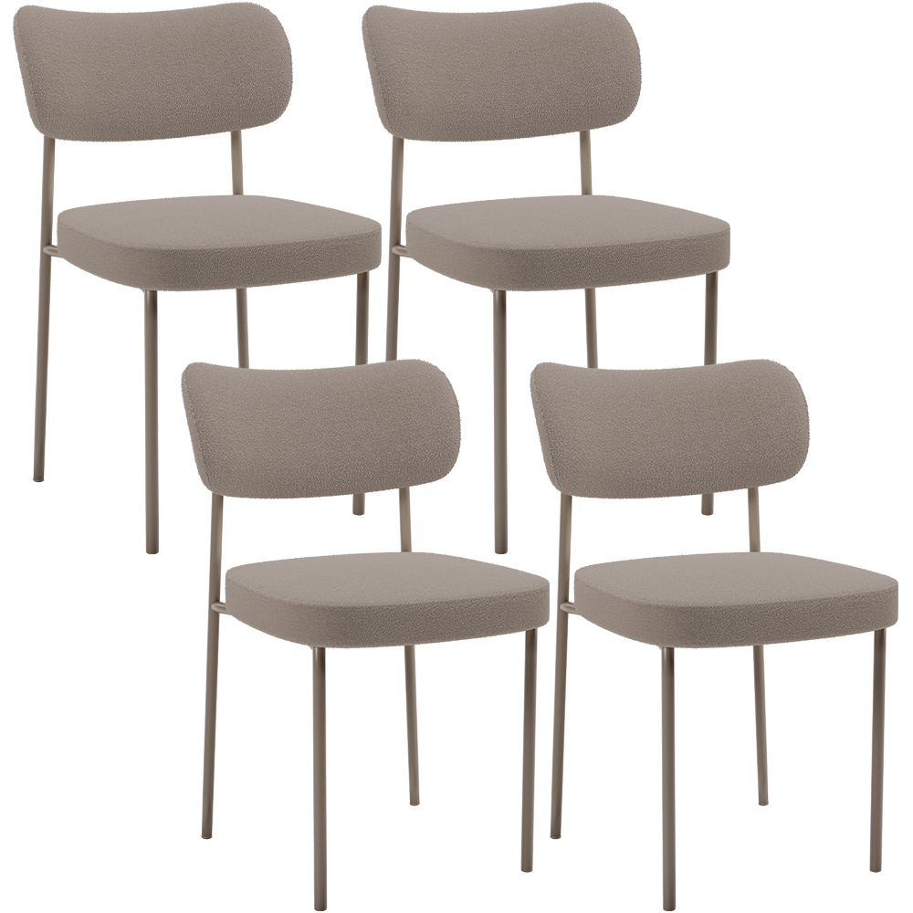 Kit 04 Cadeiras Decorativa Estofada Para Sala de Jantar Melina Base Arena L02 Bouclê Bege - Lyam Decor