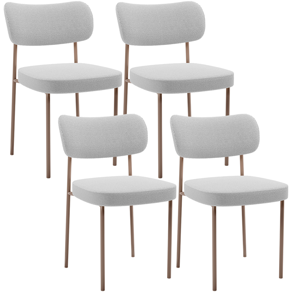 Kit 04 Cadeiras Decorativa Estofada Para Sala de Jantar Melina Base Arena L02 Bouclê Cinza - Lyam Decor