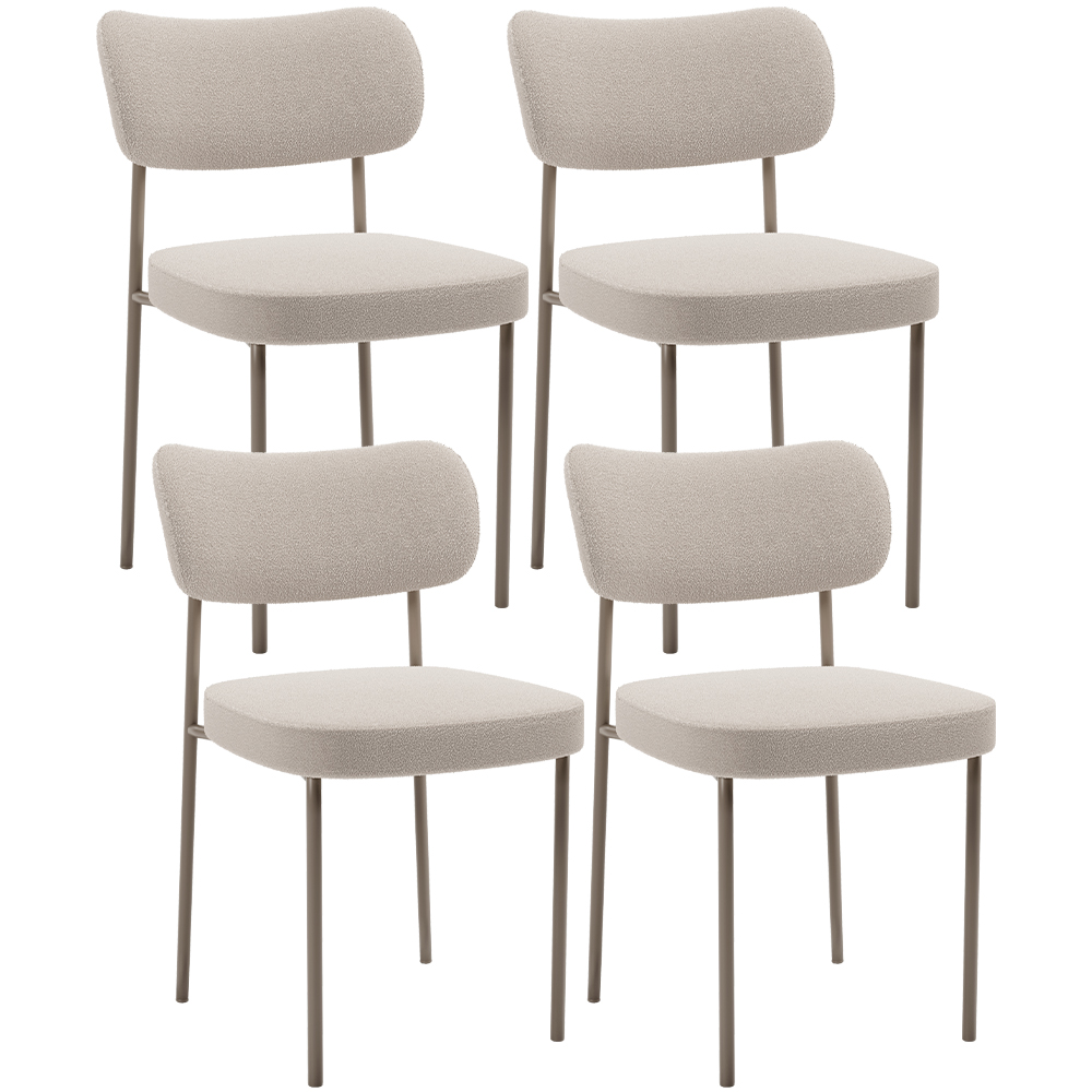 Kit 04 Cadeiras Decorativa Estofada Para Sala de Jantar Melina Base Arena L02 Bouclê Creme - Lyam Decor