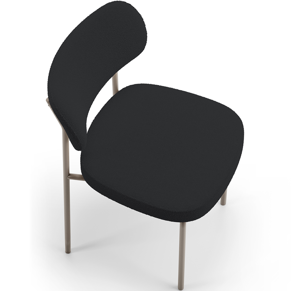 Kit 04 Cadeiras Decorativa Estofada Para Sala de Jantar Melina Base Arena L02 Bouclê Preto - Lyam Decor