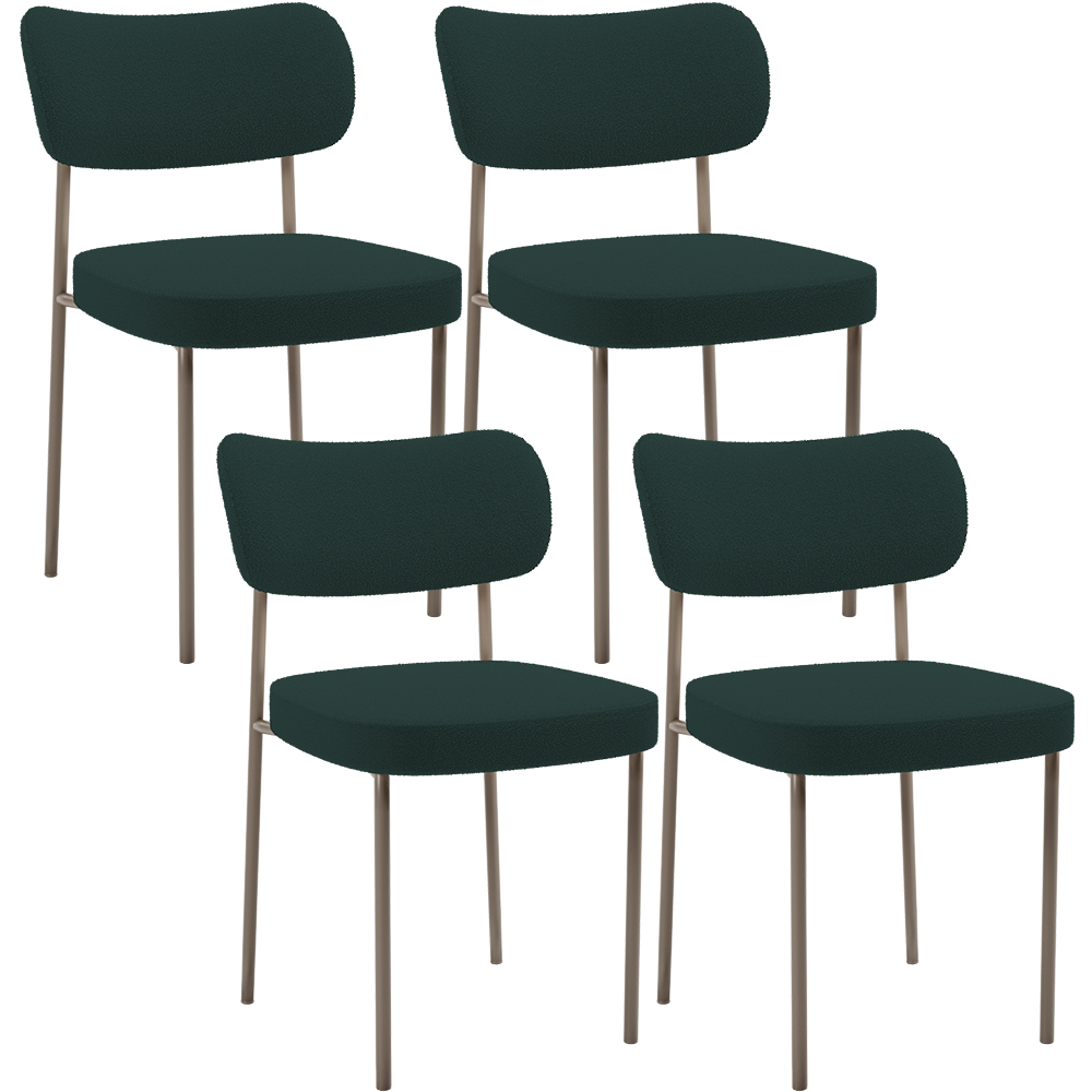 Kit 04 Cadeiras Decorativa Estofada Para Sala de Jantar Melina Base Arena L02 Bouclê Verde - Lyam Decor