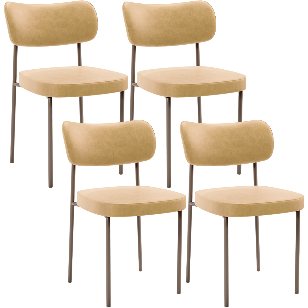 Kit 04 Cadeiras Decorativa Estofada Para Sala de Jantar Melina Base Arena L02 Couríssimo Fendi - Lyam Decor