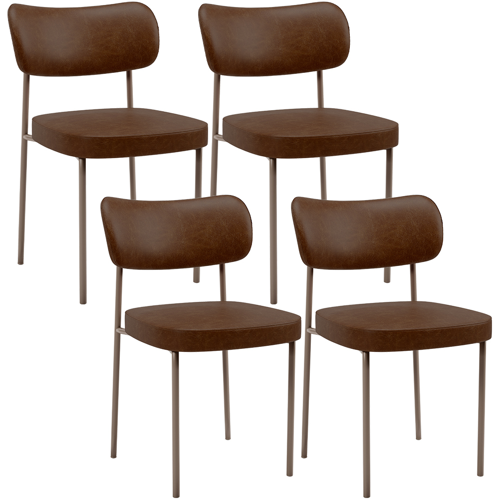 Kit 04 Cadeiras Decorativa Estofada Para Sala de Jantar Melina Base Arena L02 Couríssimo Marrom - Lyam Decor