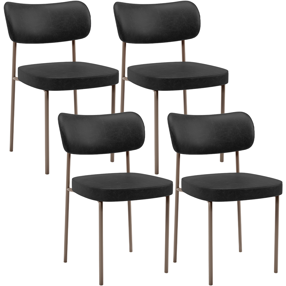 Kit 04 Cadeiras Decorativa Estofada Para Sala de Jantar Melina Base Arena L02 Couríssimo Preto - Lyam Decor