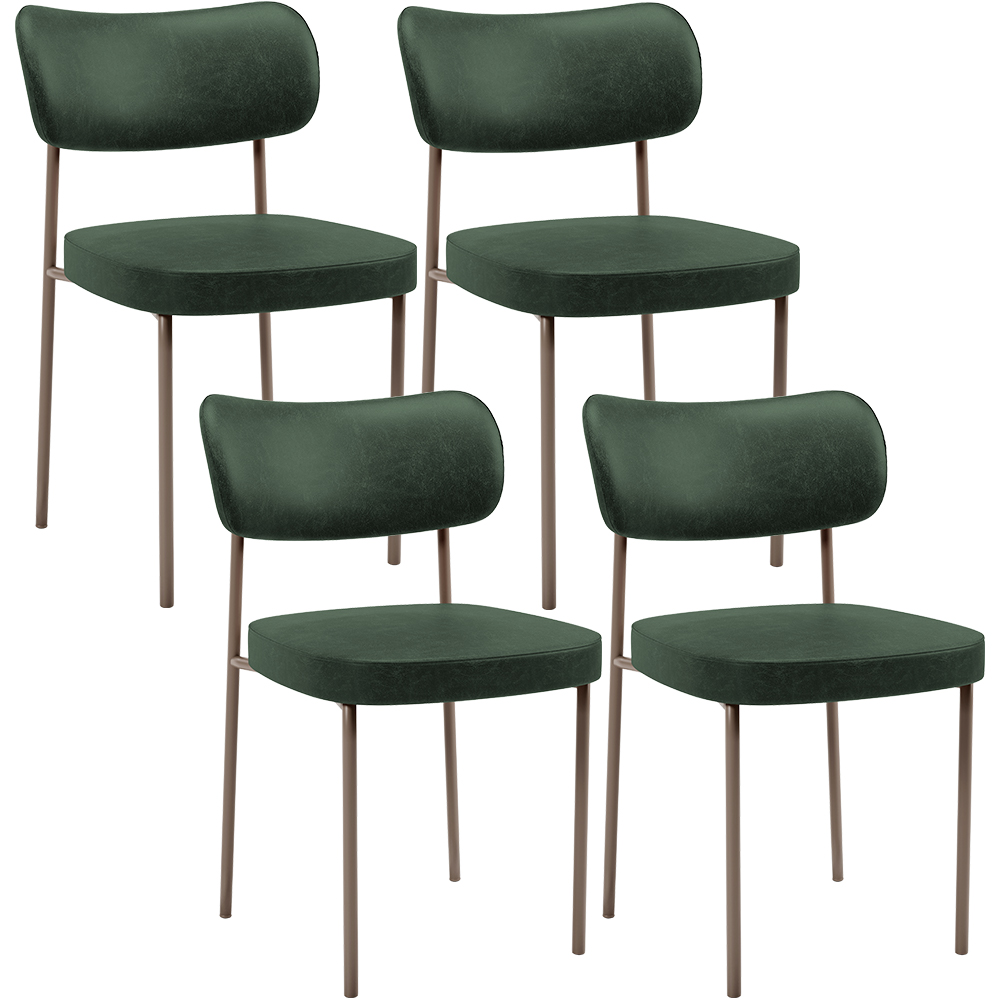Kit 04 Cadeiras Decorativa Estofada Para Sala de Jantar Melina Base Arena L02 Couríssimo Verde Musgo - Lyam Decor