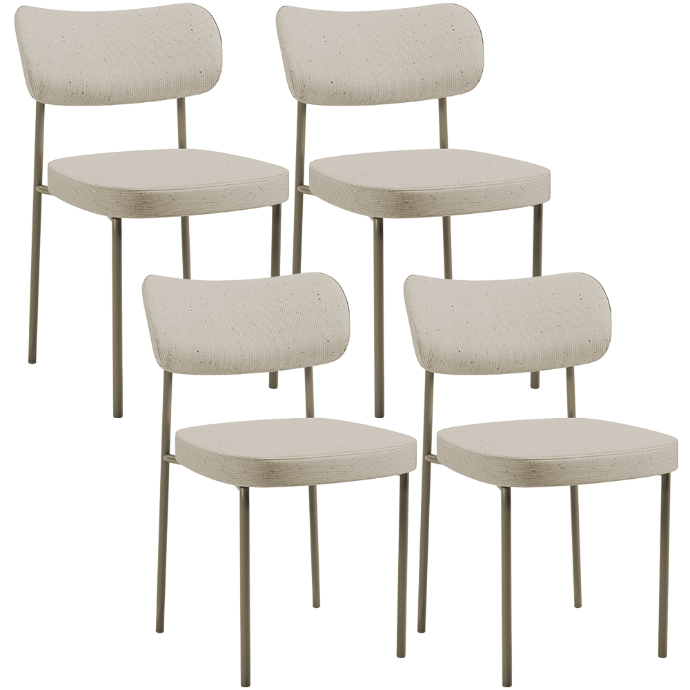 Kit 04 Cadeiras Decorativa Estofada Para Sala de Jantar Melina Base Arena L02 Linho Bege - Lyam Decor