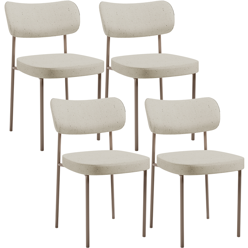 Kit 04 Cadeiras Decorativa Estofada Para Sala de Jantar Melina Base Arena L02 Linho Champagne - Lyam Decor