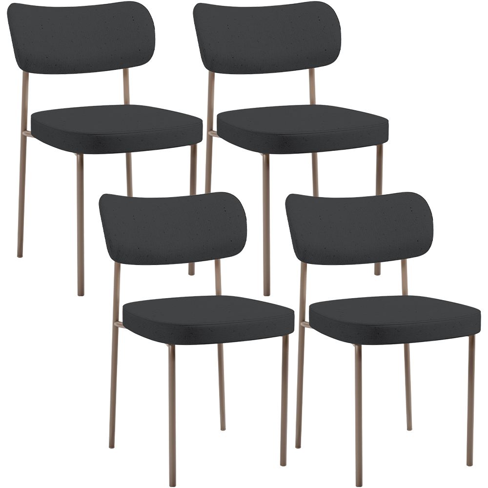 Kit 04 Cadeiras Decorativa Estofada Para Sala de Jantar Melina Base Arena L02 Linho Chumbo - Lyam Decor