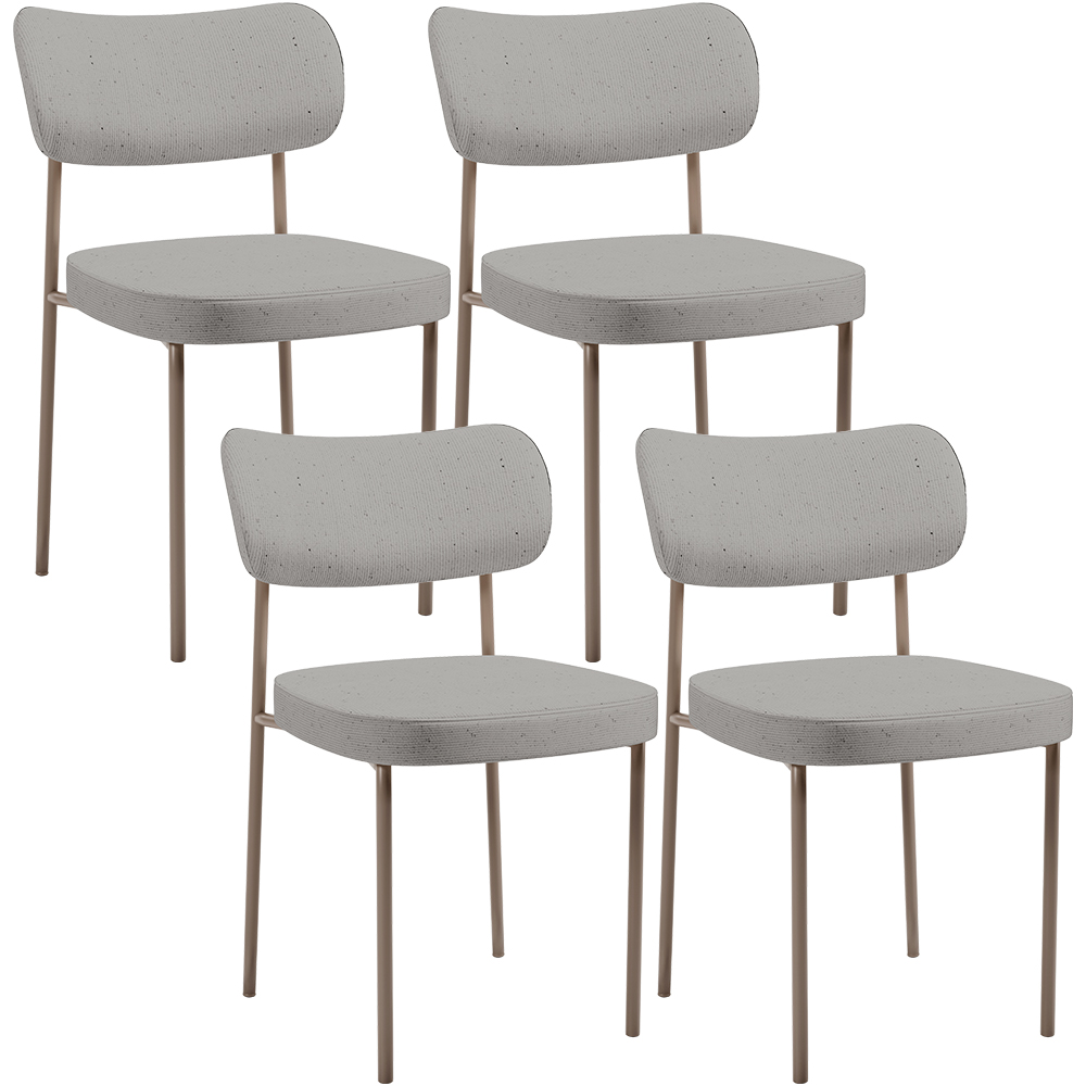 Kit 04 Cadeiras Decorativa Estofada Para Sala de Jantar Melina Base Arena L02 Linho Cinza - Lyam Decor
