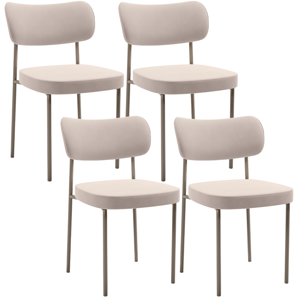 Kit 04 Cadeiras Decorativa Estofada Para Sala de Jantar Melina Base Arena L02 Suede Bege - Lyam Decor
