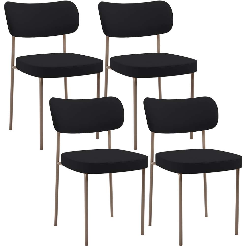 Kit 04 Cadeiras Decorativa Estofada Para Sala de Jantar Melina Base Arena L02 Suede Rosê - Lyam Decor